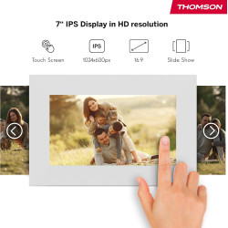 Thomson Cadre Photo Numérique 7 Pouces, Écran IPS, Écran Tactile HD, Partage Direct Via App, Fonctions Intelligentes, Cadre Phot