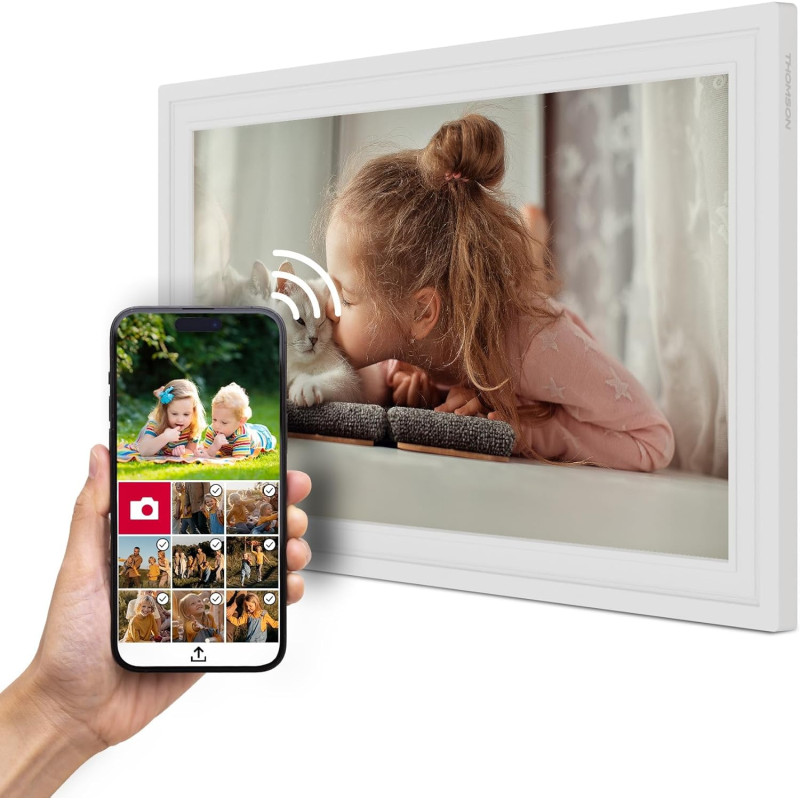 Thomson Cadre Photo Numérique 15 Pouces, Écran IPS, Écran Tactile FHD, Partage Direct Via App, Fonctions Intelligentes, Cadre Ph