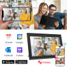 Cadre Photo numérique Wi-FI de 15,6 ", écran Tactile IPS, 1366 x 768, Noyer 32G, partagez des Photos ou des vidéos Via l'applica