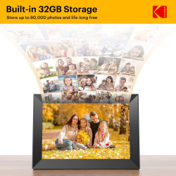 Cadre Photo numérique WiFi, Kodak 10.1 Pouces Cadre Photo électronique avec 32 Go de Stockage, partagez instantanément des Clips