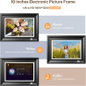 Cadre Photo Numérique WiFi 10.1 Pouces 1920 x 1200 IPS à Écran Tactile HD, Rotation Automatique, Configuration Facile pour Parta