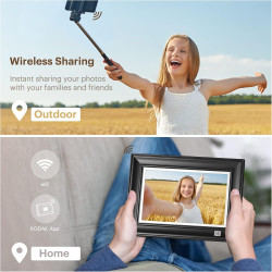 Cadre Photo Numérique WiFi 10.1 Pouces 1920 x 1200 IPS à Écran Tactile HD, Rotation Automatique, Configuration Facile pour Parta