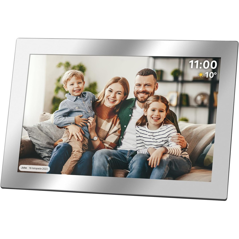 Kruger&Matz FRAMEO Cadre Photo Numérique 1280 x 800 Pixels 10.1" Wi-FI MicroSD Clip Vidéo Minuterie Météo Miroir Cadre KM1101