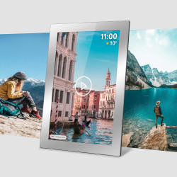 Kruger&Matz FRAMEO Cadre Photo Numérique 1280 x 800 Pixels 10.1" Wi-FI MicroSD Clip Vidéo Minuterie Météo Miroir Cadre KM1101