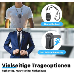 Caméra corporelle 4K POV Pro, caméra Portable avec Clip Rotatif 360° et Clip magnétique, Enregistrement 120 Minutes, idéale pour