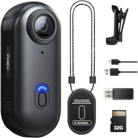 Caméra corporelle 1080P POV Pro, caméra Portable avec Clip Rotatif 360° et Clip magnétique, Enregistrement 150 Minutes, idéale p