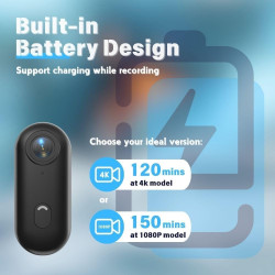 Caméra corporelle 1080P POV Pro, caméra Portable avec Clip Rotatif 360° et Clip magnétique, Enregistrement 150 Minutes, idéale p