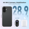 4K Mini Caméra Sport, 20MP Portable Body Camera, 6 Axes Stabilisation POV caméra d'action,40M Caméra étanche,WiFi camera portabl
