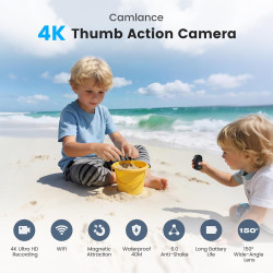 4K Mini Caméra Sport, 20MP Portable Body Camera, 6 Axes Stabilisation POV caméra d'action,40M Caméra étanche,WiFi Mini Camera po