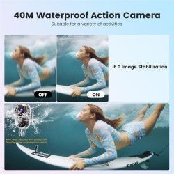 4K Mini Caméra Sport, 20MP Portable Body Camera, 6 Axes Stabilisation POV caméra d'action,40M Caméra étanche,WiFi Mini Camera po