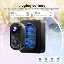 4K Mini Caméra Sport, 20MP Portable Body Camera, 6 Axes Stabilisation POV caméra d'action,40M Caméra étanche,WiFi Mini Camera po