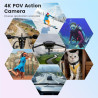 4K Mini Caméra Sport, 20MP Portable Body Camera, 6 Axes Stabilisation POV caméra d'action,40M Caméra étanche,WiFi Mini Camera po