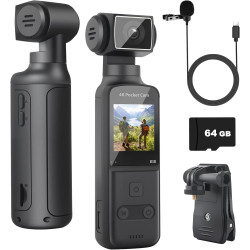 YDI Caméra de Corps 4K avec Microphone Externe, Caméras Corporelles Pocket Vlog avec Lentille Pivotée à 270°, Body Cam pour Spor