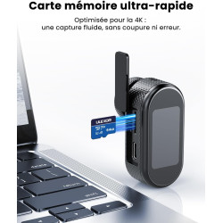 Mini Caméra Sport 4K avec Écran 1.47", Caméra Corporelle Magnétique Portable, POV WiFi, Batterie 150 Min, Idéal Vlog, Vélo, Moto