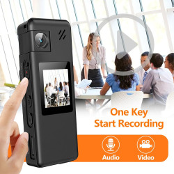 A32 64GB Caméra de Corps, Caméra Corporelle Portable avec Objectif Rotatif 180° et Détection de Mouvement, Caméscope 1080P avec 