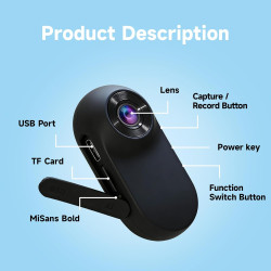 1080P HD Mini Camera Sport, Dashcam Moto avec Carte Mémoire 32GB Intégrée, Camera Pieton Taille de Pouce Travail, Voyage, Cyclis