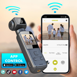 4K Camera Pieton, Caméra Portable/Vlogging/POV/Corporelle avec Objectif Rotatif 270°, Pocket Body Cam avec Microphone Externe, C