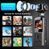 4K Camera Pieton, Caméra Portable/Vlogging/POV/Corporelle avec Objectif Rotatif 270°, Pocket Body Cam avec Microphone Externe, C