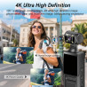 4K Camera Pieton, 128GB Caméra de Corps avec Objectif Rotatif & 180° Grand Angle, WiFi Enregistreur Vidéo Portable avec Clip Arr