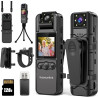 kaysunlink Caméra Corporelle FHD 1080P avec Carte 128 Go, Objectif Rotatif à 180°, Vision Nocturne, Mini Caméra Portable pour la
