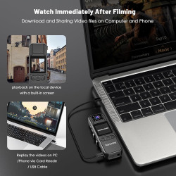 kaysunlink Caméra Corporelle FHD 1080P avec Carte 128 Go, Objectif Rotatif à 180°, Vision Nocturne, Mini Caméra Portable pour la