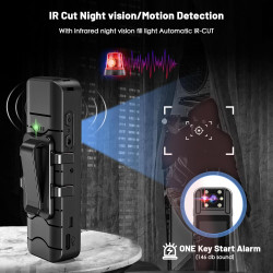 kaysunlink 4K Caméra Corporelle avec Carte 128 Go, Objectif Rotatif à 180°, Vision Nocturne, Mini Caméra Portable pour la Police