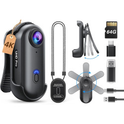 BOBLOV W4 4K Bodycam Mini caméra corporelle avec Clip Rotatif à 360° et Clip magnétique, 90 Minutes pour l'enregistrement, pour 