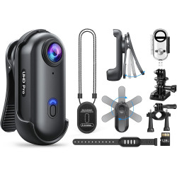 BOBLOV W4 4K Bodycam Mini caméra corporelle avec Clip Rotatif à 360° et Clip magnétique, 90 Minutes pour Enregistrement, confére