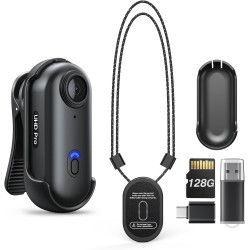 BOBLOV Mini caméra corporelle 128 Go 4K avec Clip Rotatif à 360° et Clip magnétique, 90 Minutes pour l'enregistrement, Facile à 