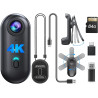 BOBLOV Mini caméra W4 4K, portable 62 Go avec clip rotatif à 360° et clip magnétique, 120 minutes pour l'enregistrement, facile 