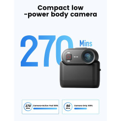 Mini Caméra Sport 4K avec Action Pod & 64GB Intégrée, Stabilisation EIS 6-Axes, Camera Portable Étanche 10M, Caméra POV avec Pen