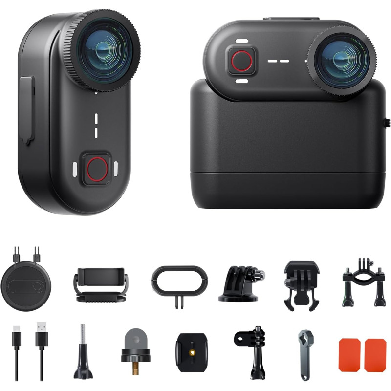 Apexcam Mini Caméra Vlog 4K- Caméra Sport Magnétique avec Action Pod, Stabilisation EIS, Étanche 10M, Camera POV avec 128Go Inté