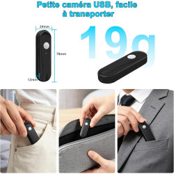 Caméra Espion,Mini Camera Cachée sans Fil Clé USB,Mciro HD 1080P Caméra de Surveillance avec Détection de Mouvement aux pour Réu
