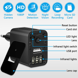 Mini caméra corporelle Mini caméra de surveillance avec enregistrement audio et vidéo avec carte mémoire de 64 Go