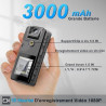 Caméra de Corps, 1296P HD Caméra Corporelle (3000mAh) avec Vision Nocturne IR et Objectif Pivotant à 180°, Caméscope avec Audio 
