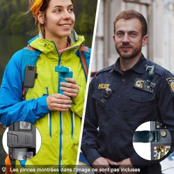 Caméra de Corps, 1296P HD Caméra Corporelle (3000mAh) avec Vision Nocturne IR et Objectif Pivotant à 180°, Caméscope avec Audio 