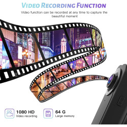 kaysunlink 1080P Mini Caméra Sport avec 64GB Carte, Corporelle Cam, Vision Nocturne, Autonomie de 6 Heures, Caméra d'action pour