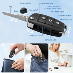 Camera Espion, Mini Camera Espion sans Fil 1080P HD, Portable Keychainavec Cachée Cam pour L'enregistrement Vidéo et la Prise de