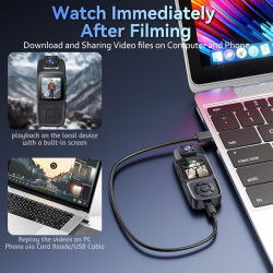 Caméra Corporelle 4K 256G avec Vision Nocturne Infrarouge et IPX7 Imperméable,Bodycam avec Objectif Rotatif à 180°,Autonomie de 