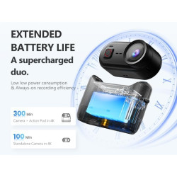 Caméra Sport 4K POV, 20MP Mini Caméra Corporelle, Carte SD Intégrée de 64 Go,Stabilisation à 6 Axes Caméra d'action Portable, Wi
