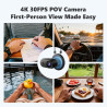 Caméra Sport 4K POV, 20MP Mini Caméra Corporelle, Carte SD Intégrée de 64 Go,Stabilisation à 6 Axes Caméra d'action Portable, Wi