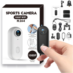 Winnes Mini Camera Sport 1080P WiFi Caméra Vlog Objectif Grand Angle de 120°,Thumb Camera Action IP68 Étanche à 30M,Batterie 800