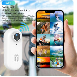 Winnes Mini Camera Sport 1080P WiFi Caméra Vlog Objectif Grand Angle de 120°,Thumb Camera Action IP68 Étanche à 30M,Batterie 800
