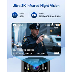 CAMMHD Z3 1440P Camera Pieton 64G 3000mAh 8-10 Heures Imperméable à l'eau Infrarouge Body Cam Vision Nocturne avec Vidéo et Audi