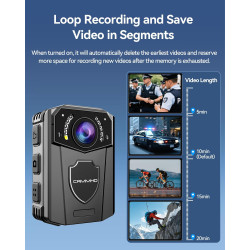 CAMMHD 1440P Z3 128G Camera Pieton 8-10 Heures Imperméable à l'eau Infrarouge Camera Corporelle Vision Nocturne avec Vidéo et Au