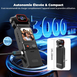 4K Camera Vlog, Portable Caméra POV, Caméra de Corps, Body Cam pour Sport, WiFi Mini Camera Sport avec Stabilisation, Caméras Co