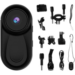Mini caméra d'action pour le pouce 1080P HD, caméra corporelle portable pour vlogging avec grand angle de 130°/F2.0, caméra vidé
