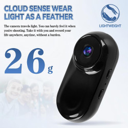 Mini caméra d'action pour le pouce 1080P HD, caméra corporelle portable pour vlogging avec grand angle de 130°/F2.0, caméra vidé