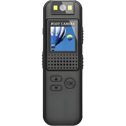 Mini caméra corporelle portable 1080P avec clip magnétique, objectif rotatif à 180° 128 Go jusqu'à 7 h d'enregistrement et lumiè