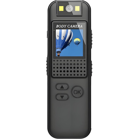 Mini caméra corporelle portable 1080P avec clip magnétique, objectif rotatif à 180° 128 Go jusqu'à 7 h d'enregistrement et lumiè